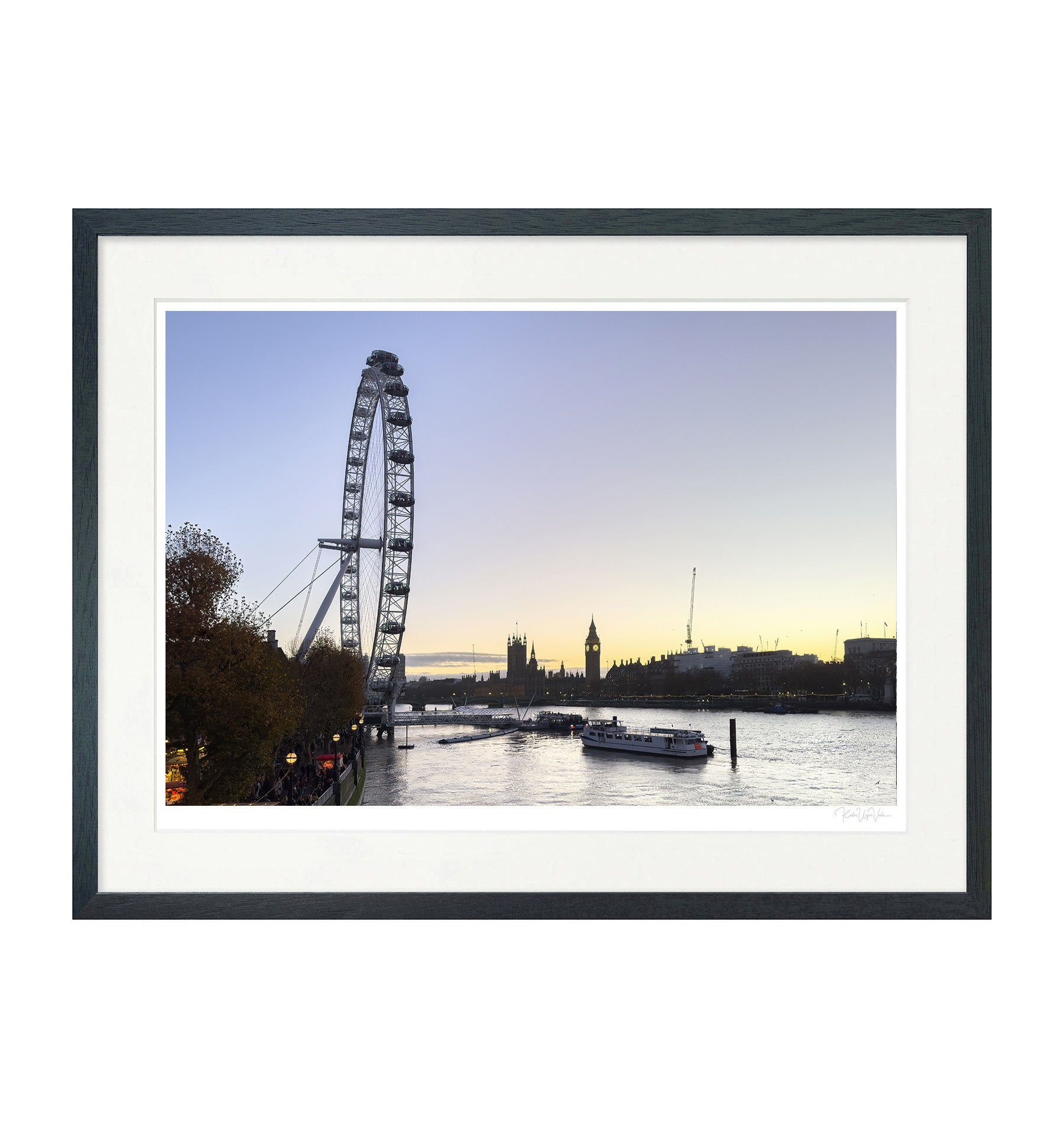 London Eye & Big Ben Sunset – Generative Art Wall Print (Multi-Size & Framing Options)