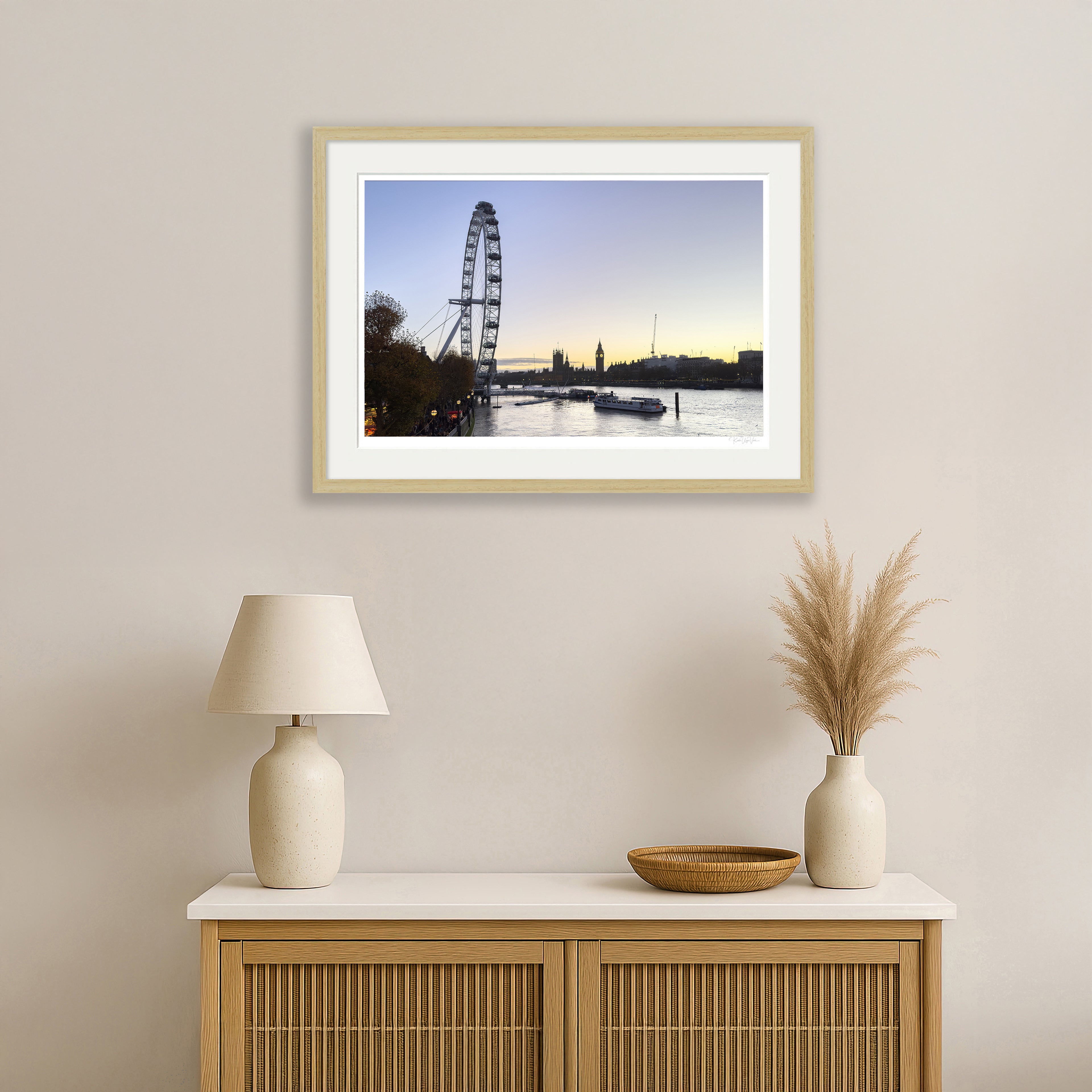 London Eye & Big Ben Sunset – Generative Art Wall Print (Multi-Size & Framing Options)