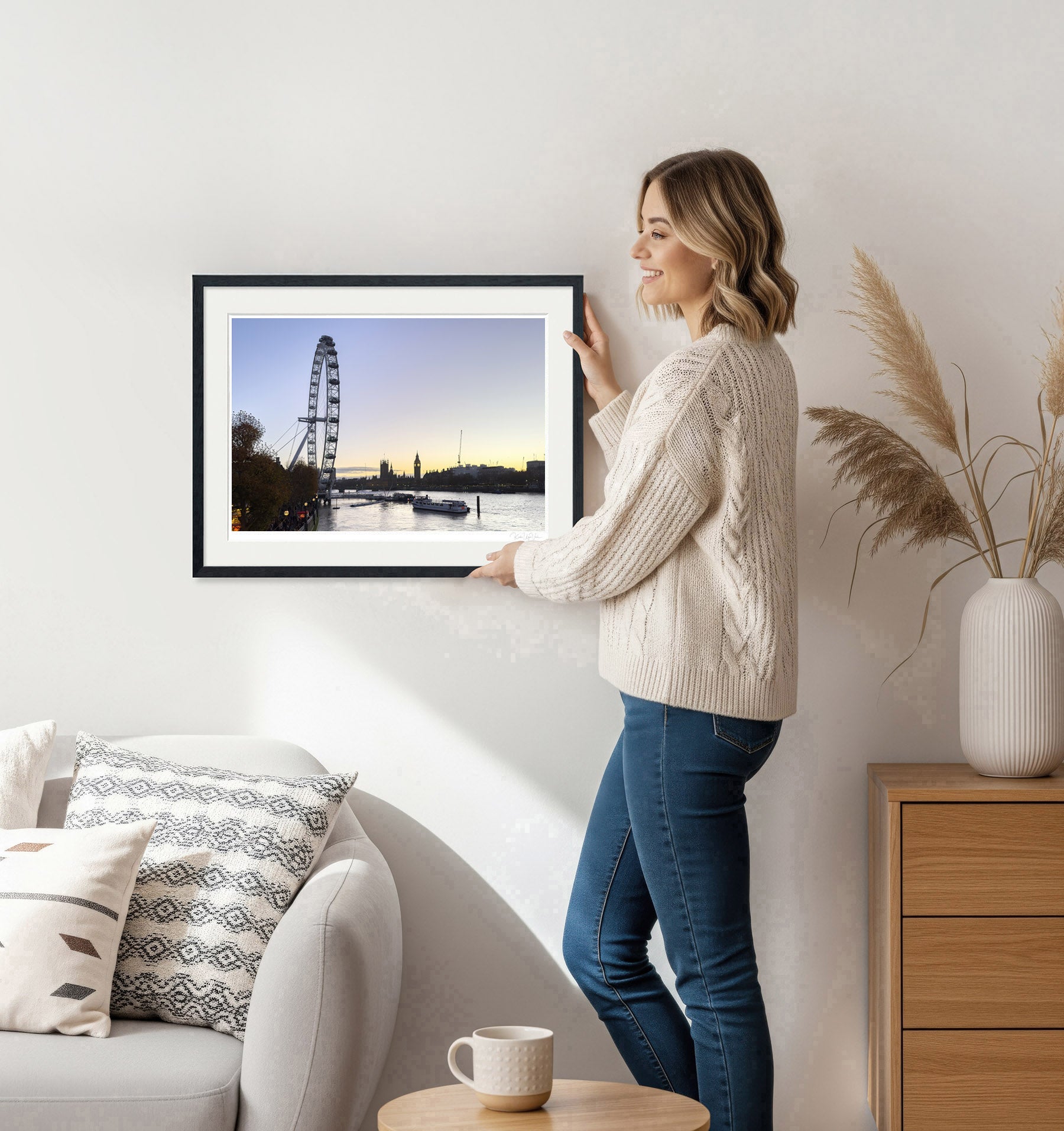 London Eye & Big Ben Sunset – Generative Art Wall Print (Multi-Size & Framing Options)
