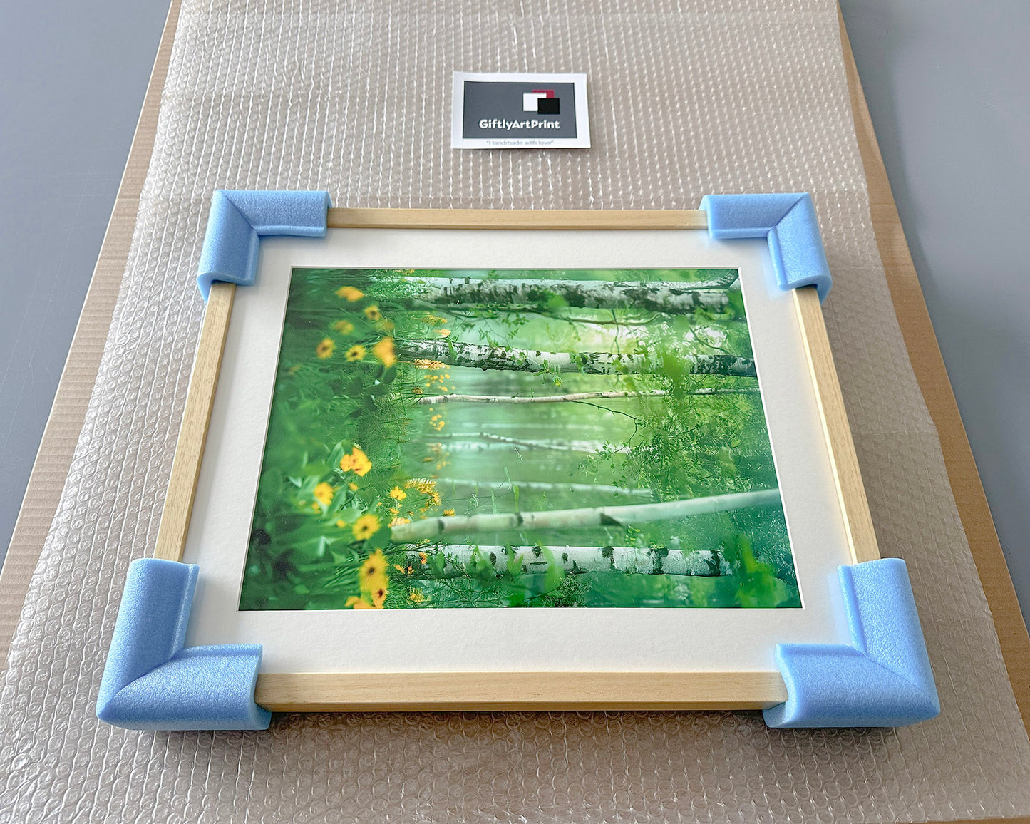 Framed fine art print with foam corner protectors and archival-safe packaging by Giftly Art Print