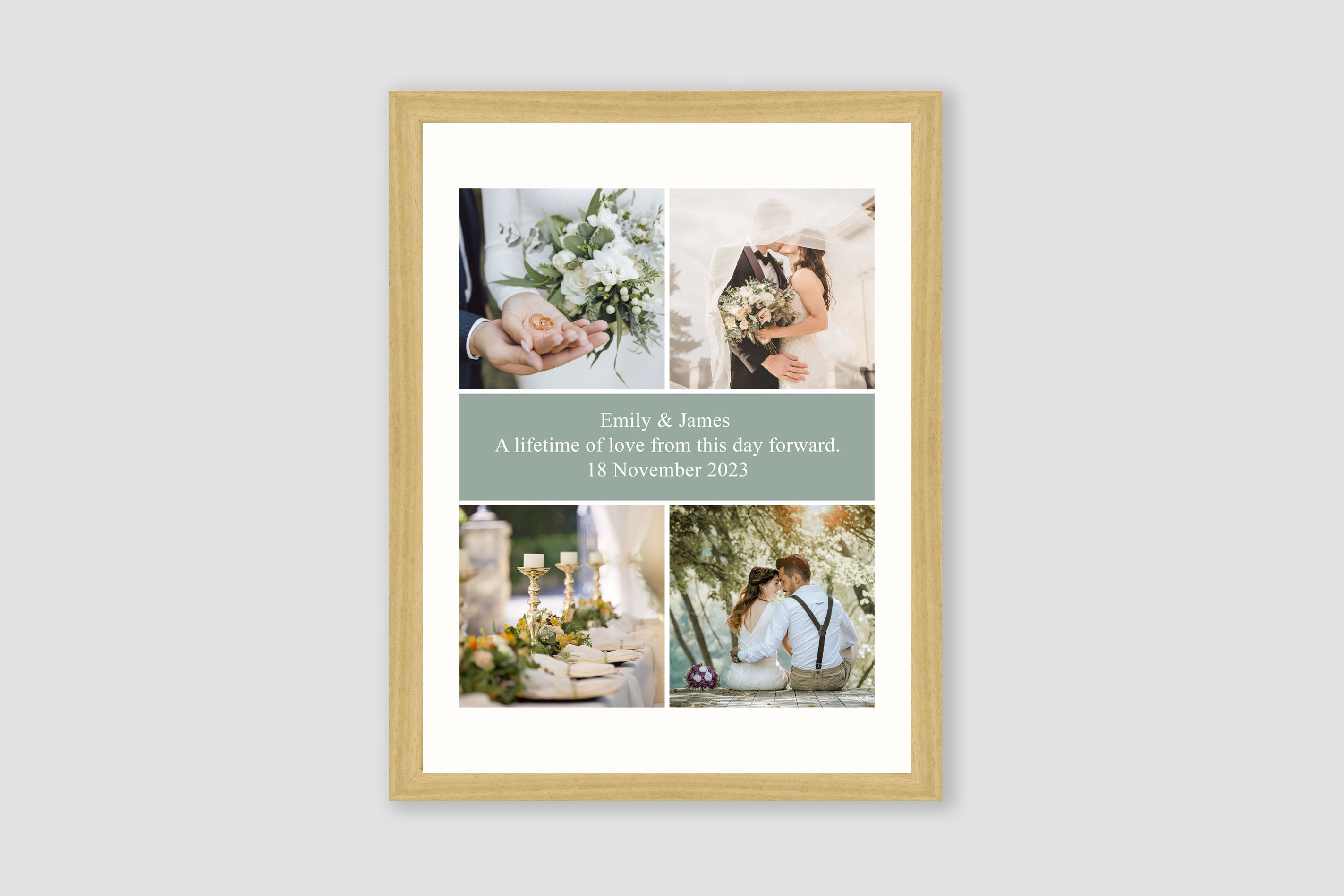 Personalised Wedding Collage Print – Custom Photo Memory Artwork