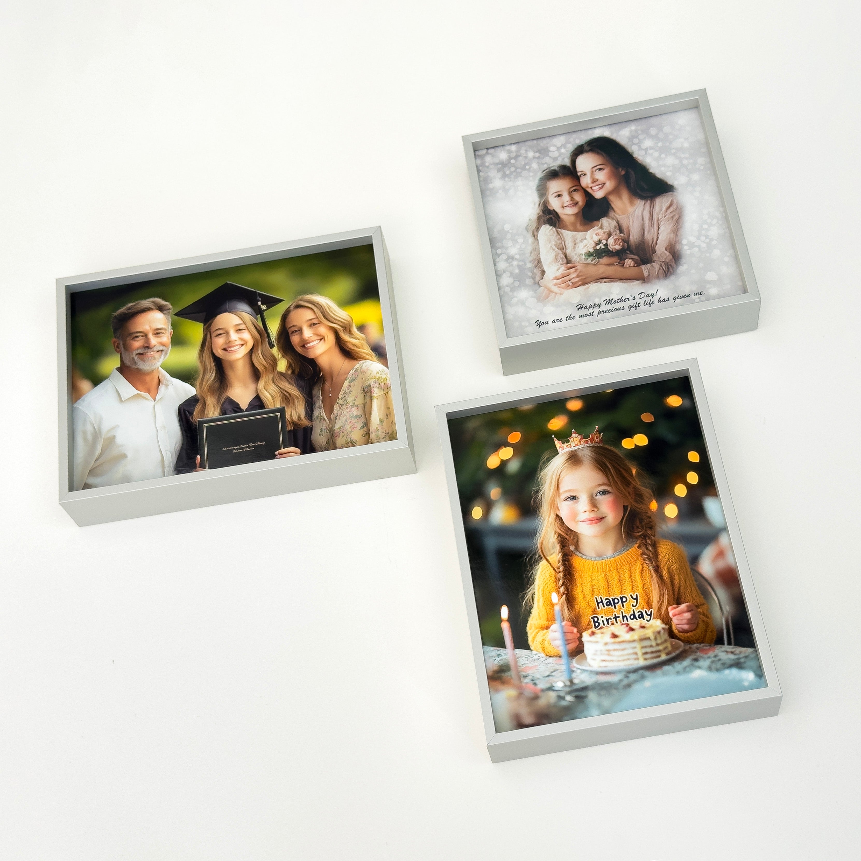 Elegant personalised desk frame showcasing a cherished photograph, adding a personal touch to any workspace or home office.