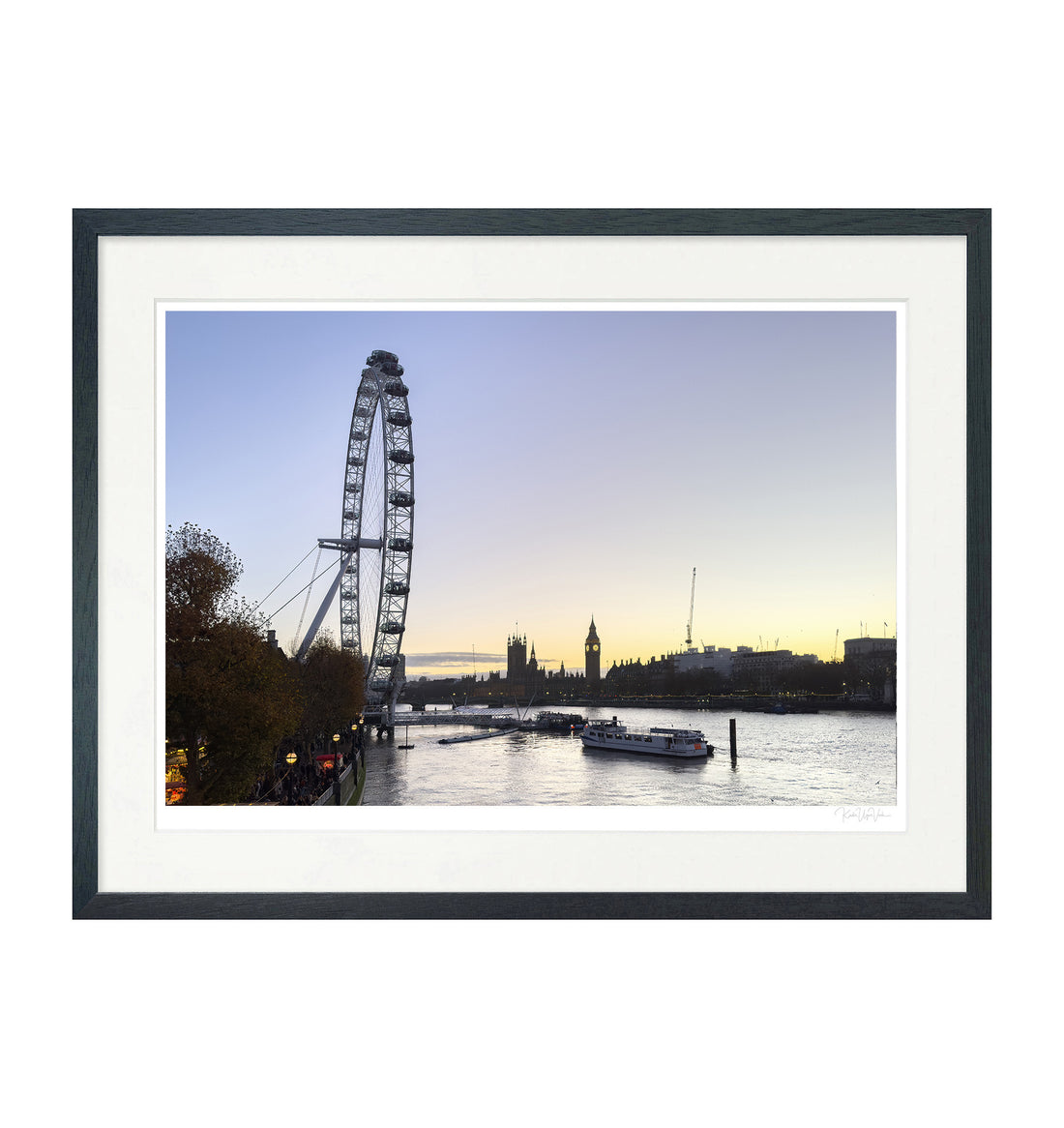 London Eye &amp; Big Ben Sunset – Generative Art Wall Print (Multi-Size &amp; Framing Options)
