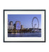 Framed wall art of the London Eye at dusk, printed on fine art paper with white mount and black wooden frame