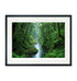 Serene green forest with winding river framed in black wood and white mount – generative nature art print