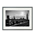  Framed black and white wall art print of Westminster Bridge and Big Ben with street life, grey wooden frame, fine art photography by Kadir Ugur Varli.
