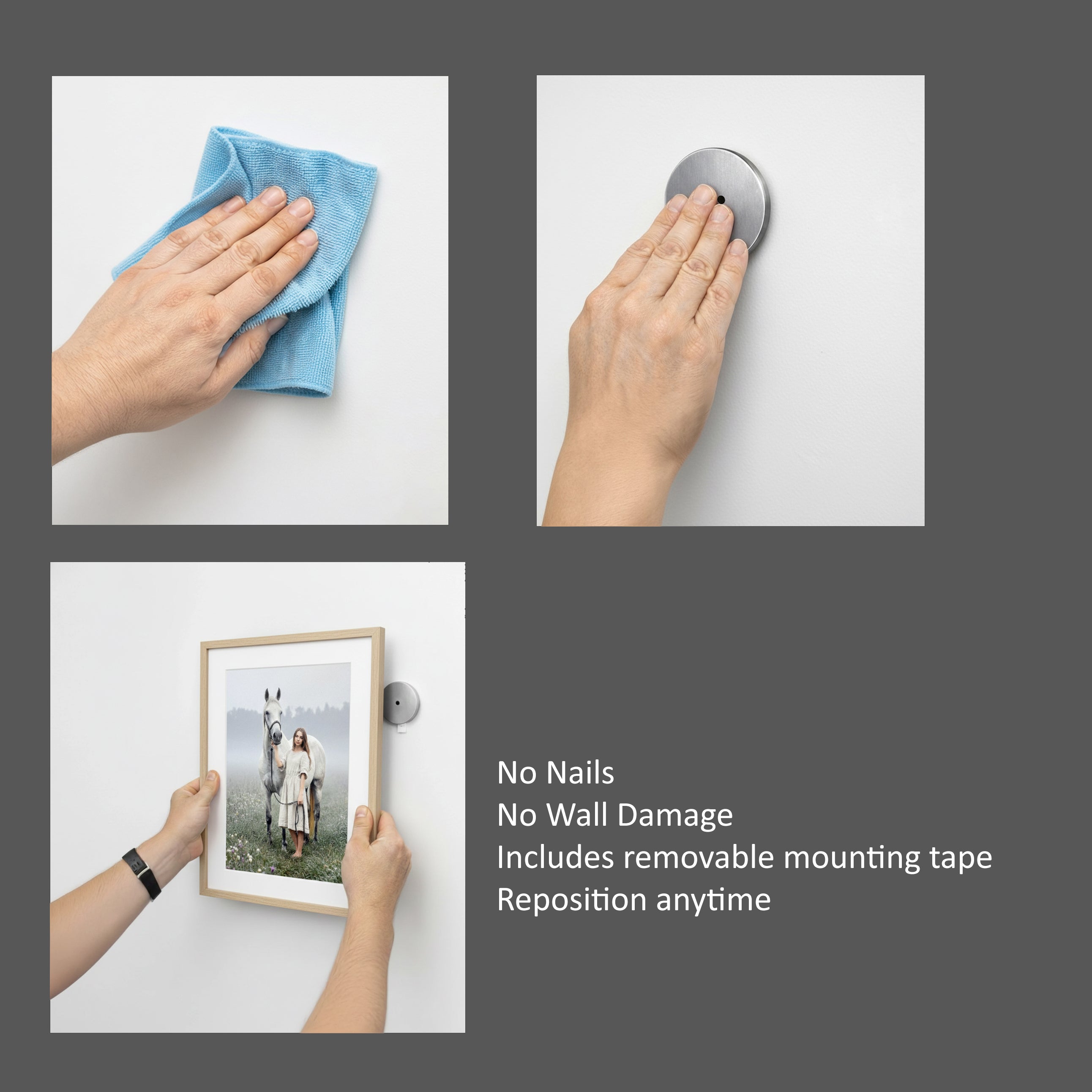 Magnetic Wooden Framed Print – No-Drill Wall Art (Oak &amp; Black)