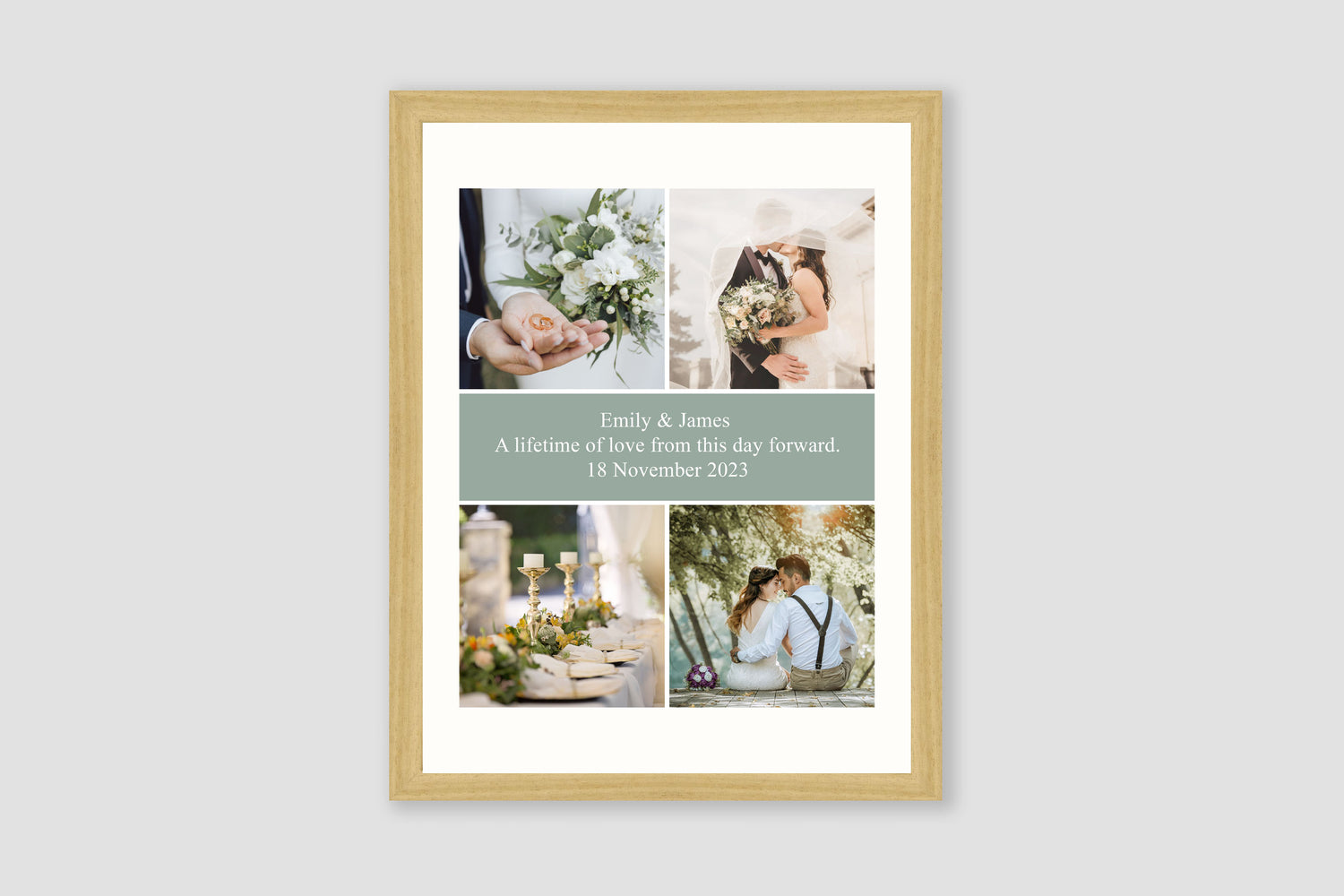 Personalised Wedding Collage Print – Custom Photo Memory Artwork