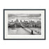 Black and white framed fine art print of London skyline featuring St. Paul’s Cathedral and Millennium Bridge