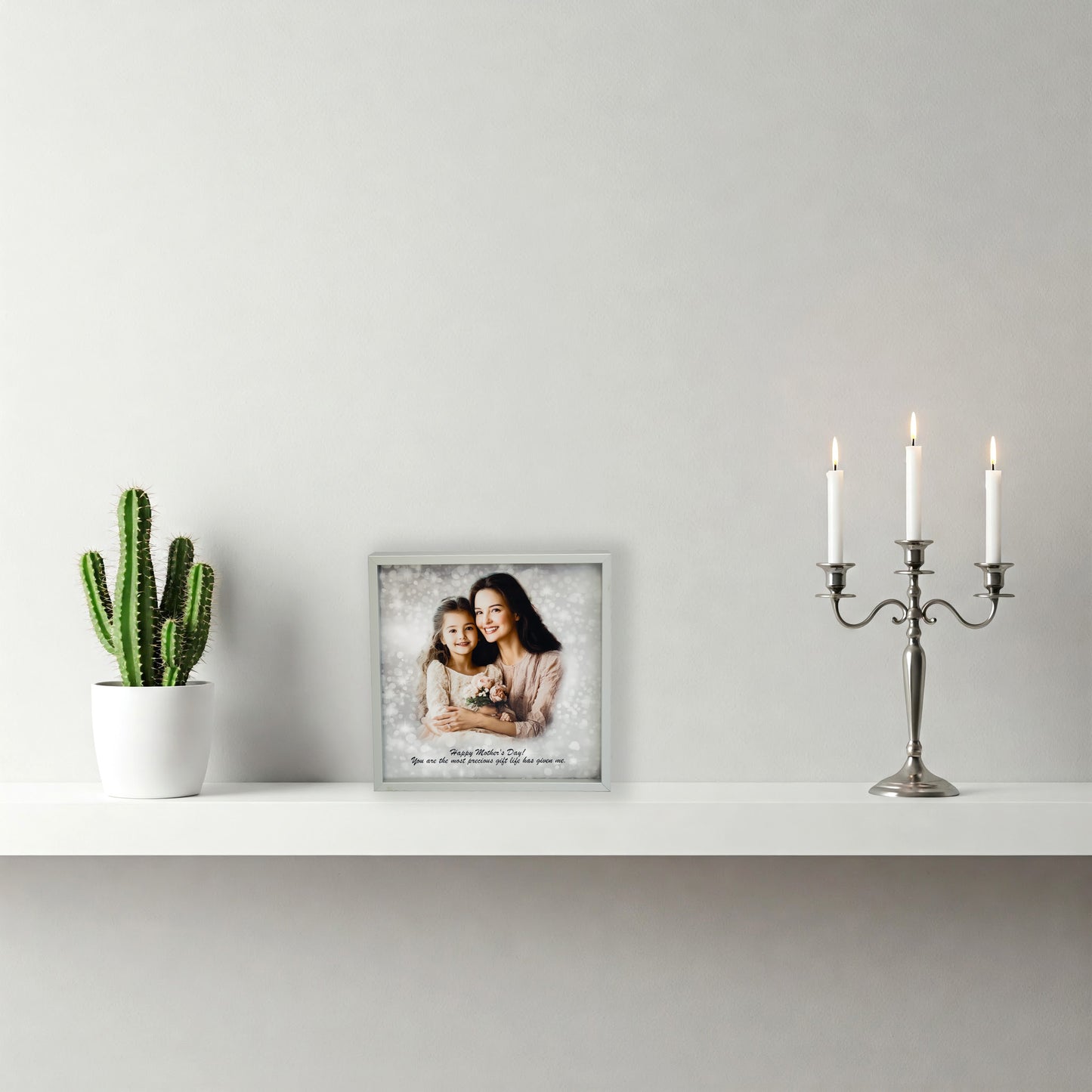 Personalised desk frame displaying a custom photo, perfect for home or office décor with modern and minimalist design.