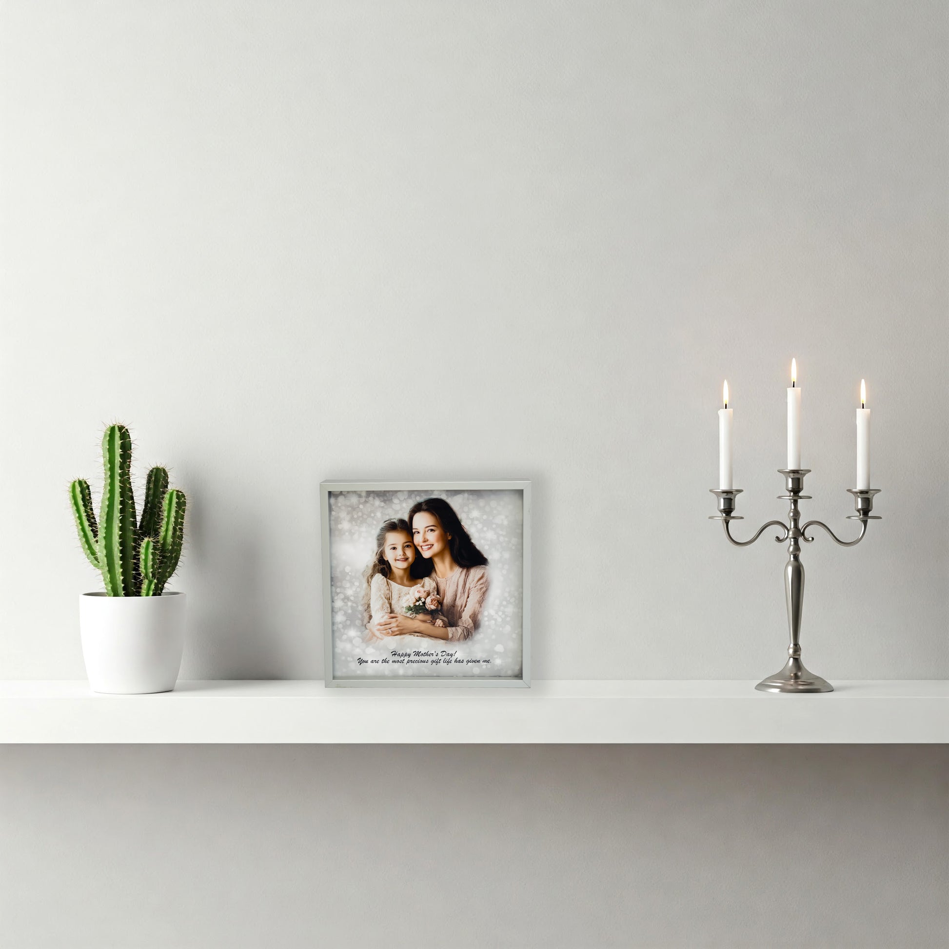 Personalised desk frame displaying a custom photo, perfect for home or office décor with modern and minimalist design.