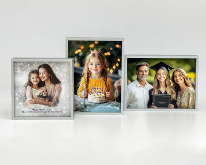 Personalised Aluminium Desk Frame – Custom Photo Gift, Modern Metal Block